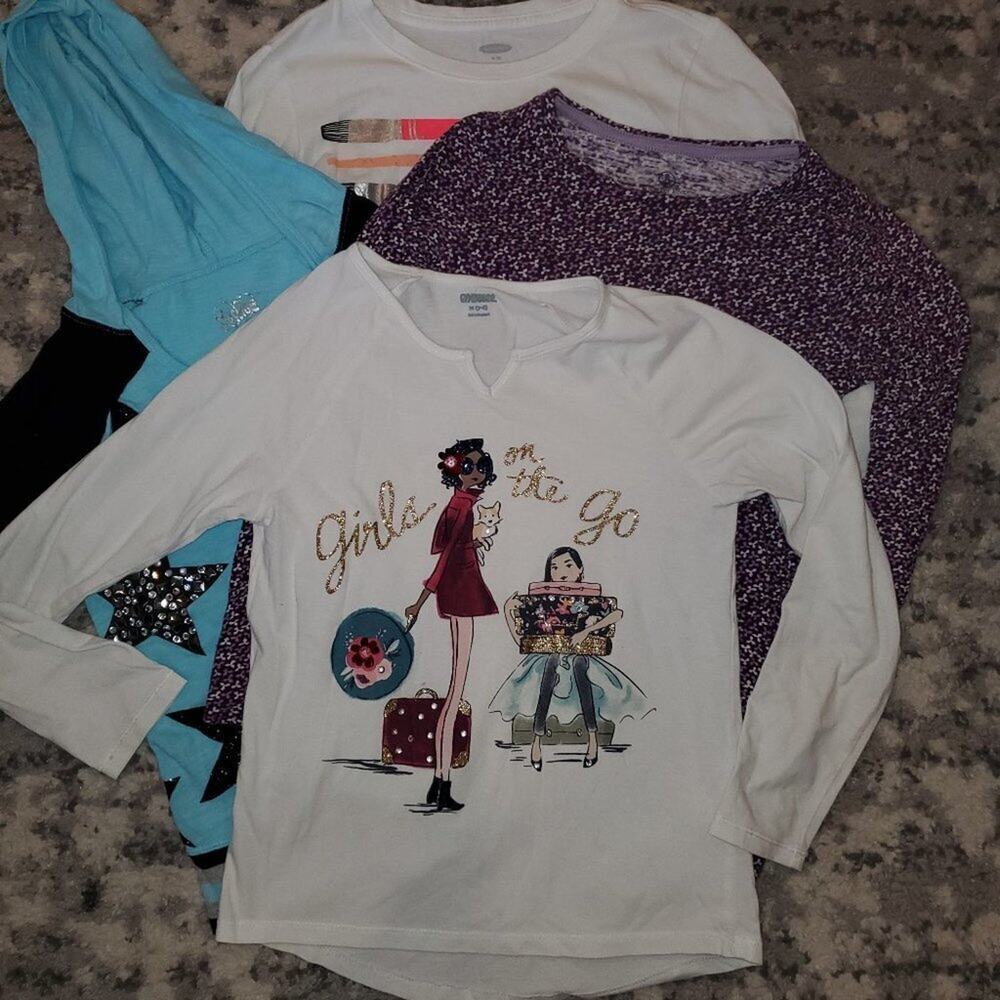 Girls Set of 4 Longsleeved Tops || Med 7/8